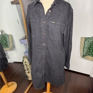 Black‎ Denim Button-Up Dress